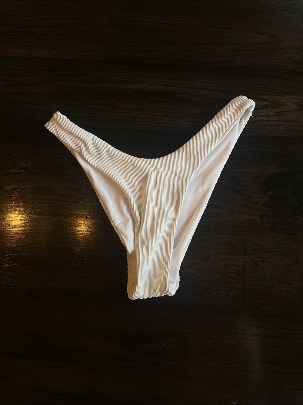 aerie White Ribbed High-Cut Bikini Bottom